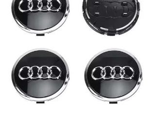4 Stück Audi Nabenkappen Auto Radnabenkappen Für Audi 61 mm Schwarz