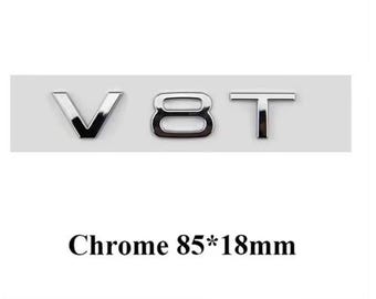 3D-ABS Buchstaben Logo Auto Fender Seitenaufkleber Abzeichen Emblem für A6 A7 A8 S4 S5 S6 S7 S8 RS4 RS5 RS6 RS7 Chrom V8T