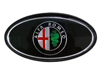 Insignia de Metal para maletero de coche, emblema delantero, para Alfa Romeo 155, 156, 159, Mito Giulia GT, Brera, Spider, Giulietta, 147, 166, 147, negro brillante