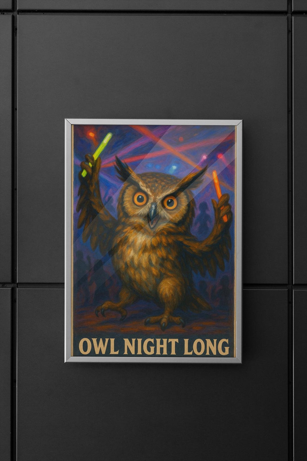 Owl Rave Art Print: Party Animal Art Funny Poster Birds (A3 Digital ...