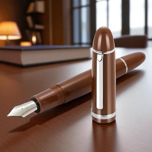 Majohn P141 Piston Fountain Pen Fine Nib | Size 8 Resin Ink Pen | Office Writing Pen | Unique Gift for Writers & Collectors