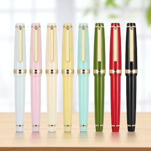 Wingsung 630 Piston Fountain Pen #8 Iridium Fine Nib | Junlai Resin Ink Pen | Smooth Writing Gift for Calligraphy & Journaling