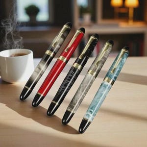 Asvine P20 Fountain Pen Piston-Fill Resin Pen EF/F/M Iridium Nib Gold Trim | Smooth Writing Pen Gift Set