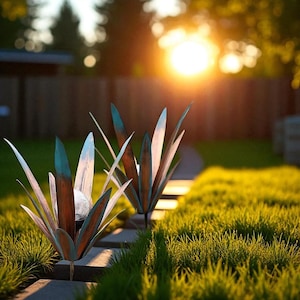 Set of 2 Solar Garden Lights | Outdoor Decorative Yard Lamps | Patio Lawn Lighting Art | Garden Pathway Decor | Unique Outdoor Light Gift