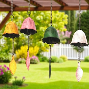 Japanese Style Wind Chimes for Home and Garden | Handmade Glass and Metal Feng Shui Bells | Outdoor Patio Decor Zen Hanging Lamp Ornament