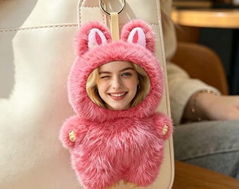 Personalized face plush keychain, personalized photo doll keychain, funny face mini plush accessory