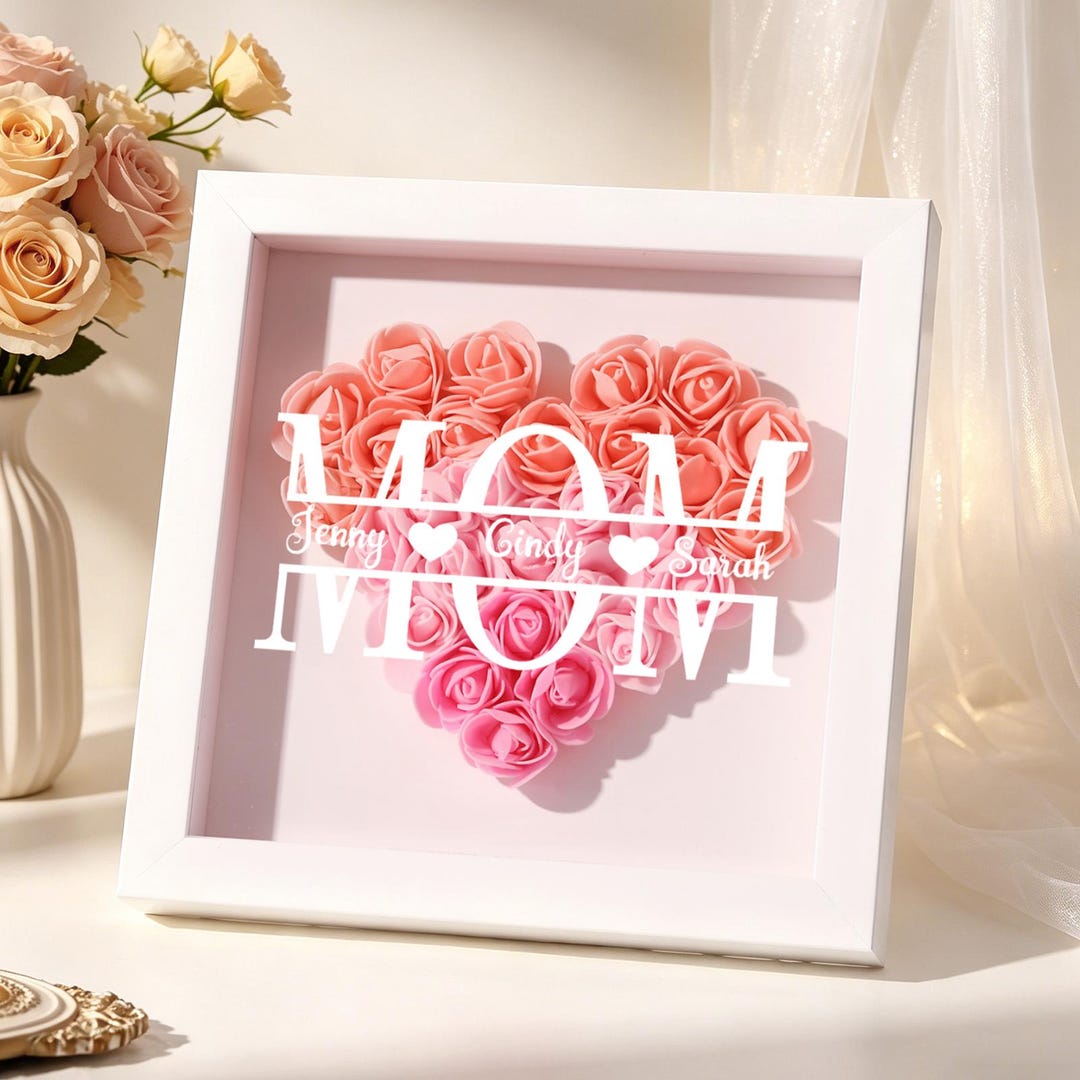 Commemorable Shadow Box Custom Rose Eternal Shadow Box, Mother's Day Rose Photo Frame Gift With ...