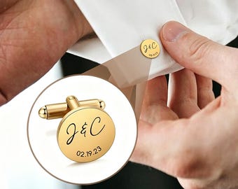 Custom Initial Cufflinks for Men, Personalized Groomsmen Gift, Best Man Cufflinks, Groom Wedding Gift, Gift Box Available
