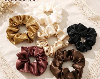 Satin Silk Hair Scrunchie for Women, Luxury Bridesmaid Gift, Soft Ponytail Holder, Wedding Hair Accessory