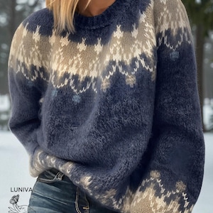 Chic Mohair Knit Sweater Women, Soft Winter Pullover Jumper, Loose Fit Oversized Sweater, Autumn Casual Knitwear, Handmade Gift for Her