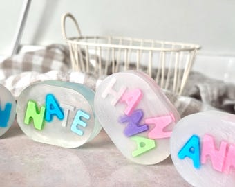 Personalisierte Namensseife für Kinder | Benutzerdefinierte Alphabet Seifen Bars Baby Shower Geburtstag Party Favors Party Geschenke