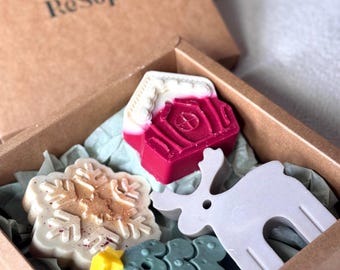 Natürliche handwerkliche handgemachte Seife Geschenk für sie Weihnachten Ornamente Strumpf Stuffer Geschenk Box Sheabutter Avocadoöl Kaltprozess Seife