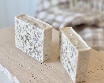 Handgemachte handwerkliche Kaltprozess Seife Natürliche Housewarming Geschenk Italienischer Terrazzo Design Honig Oatmilch Duft