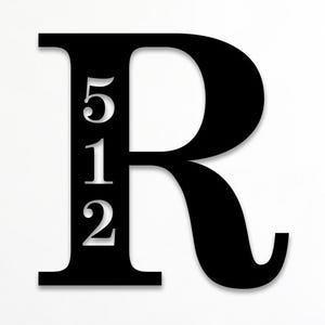 Custom Monogram House Number Sign Svg Png Dxf, Initial Letter Metal Door Sign, Laser Cut Files For Plasma, CNC, Glowforge, Digital Download.