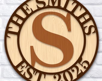 Custom Family Sign Svg Png Dxf, Personalized Last Name Sign, Layered Plywood, Laser Cut Files For Plasma, Paper Cutting, Digital Download.