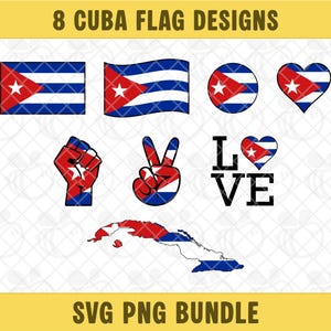 Cuba Flag SVG PNG Bundle, Cuba Flag Clipart, Cuba Map Vector, Cuba Love, Digital Download.