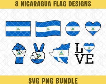 Nicaragua Flag SVG PNG Bundle, Nicaragua Flag Clipart, Nicaragua Map Vector, Nicaragua Love, Digital Download.