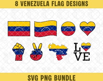 Venezuela Flag SVG PNG Bundle, Venezuela Flag Clipart, Venezuela Map Vector, Venezuela Love, Digital Download.