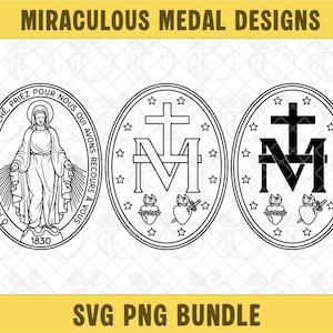 Wunderbare Medaille SVG PNG Bundle, Jungfrau Maria, Jesus Christus, Sohn Gottes, christliche Kunst, digitaler Download.