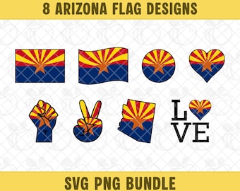 Arizona Flagge SVG PNG Bundle, Arizona Zustand Flagge Clipart, Arizona Karte Vektor, Arizona Liebe, Amerika Zustandflagge, digitaler Download.
