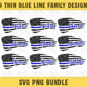 Thin Blue Line Family SVG PNG Bundle: Police Support Clipart (Digital Download)