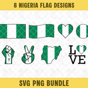 Nigerias flagga SVG PNG-paket, Nigerias flagga Clipart, Nigeria karta vektor, Nigeria kärlek, digital nedladdning.