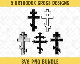 5 orthodox kruis SVG PNG-bundel, Christian Cross Svg, Vector Clipart, digitale download.