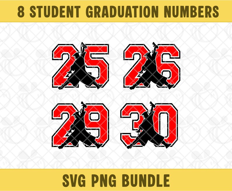 Student Graduation Numbers SVG PNG Bundle, Jumping Senior Student ...