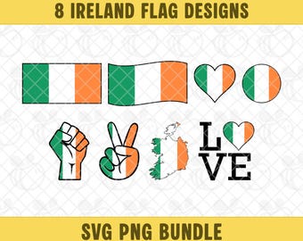 Ireland Flag SVG PNG Bundle, Ireland Flag Clipart, Ireland Map Vector, Ireland Love, Digital Download.
