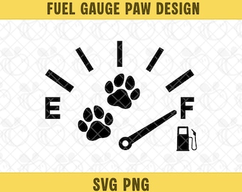 Fuel Gauge Paw SVG PNG, Gas Needle Clipart, Gas Cap Design Vector, Digital Download.