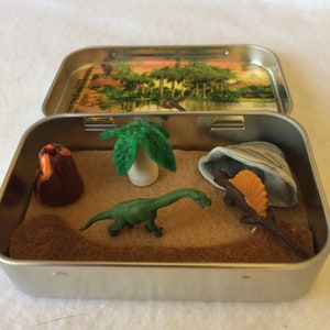 Toy Dinosaurs and Volcanoes - Altoid Tin Play Set Toy