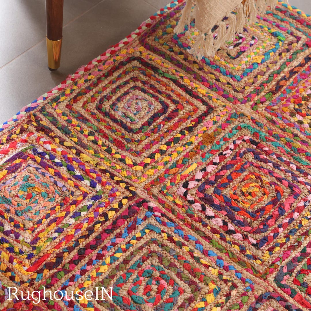 Chindi Rag Rug, Handwoven Indian Rug Colorful Floor Decor Multicolor ...