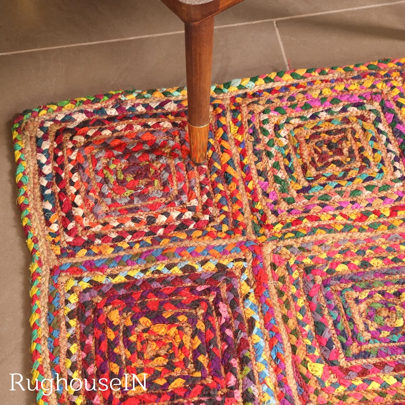 Chindi Rag Rug, Handwoven Indian Rug Colorful Floor Decor Multicolor ...