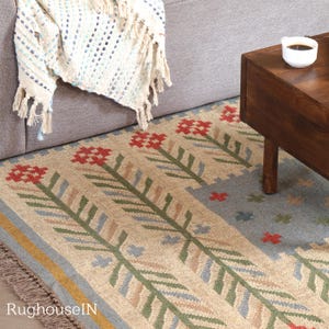 Alfombra de lana geométrica de diseño escandinavo tejida a mano