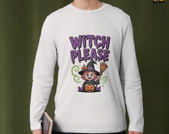 Hexe Bitte PNG | Halloween T-Shirt PNG | Lustiges Hexen Sublimations Design | Niedliche Hexe mit Kürbis | Gruselige Halloween T-Shirt Grafik