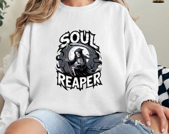 Soul Reaper PNG | Halloween T-Shirt PNG | Grim Reaper Sublimation Design | Scary Skeleton Graphic | Spooky Horror Shirt PNG Download