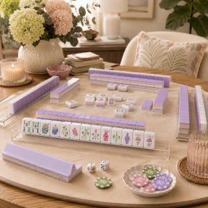 Various Colors Acrylic American Mahjong Set, Premium Crystal Mahjong Tiles, Hand-Rubbed Floral Mahjong for Home & Gift, Mahjong Set