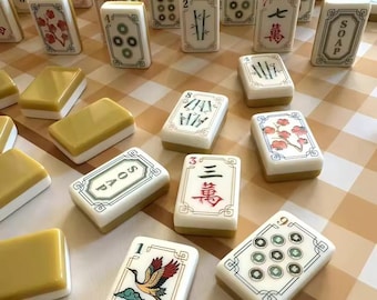 Crane Unique Pattern American Mahjong Set, Acrylic Tiles Handmade Design, 160 Tiles Collectible Gift for Mahjong Lovers