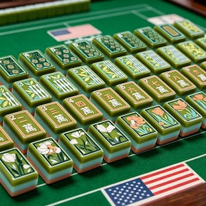 Zestaw Jade Lotus American Mahjong 160 płytek 3-warstwowy akrylowy Mahjong Collection Garden Edition