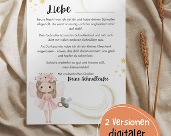 Lettera personalizzata della Fata del Ciuccio per bambine e bambini | Scarica il PDF dell'addio al ciuccio | Un ricordo affettuoso della Fata del Ciuccio