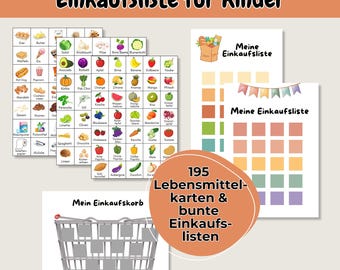 Kids' Shopping List PDF | 195 Food Cards | Learn to Shop Through Play | Family Life | Montessori Inspired
