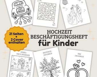 Wedding Activity Book for Kids PDF – 21 Pages Coloring Book & Games, Wedding Activity Book for Kids, Printable Wedding Children's Booklet DIY
