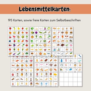 Einkaufsliste für Kinder als PDF mit 195 Lebensmittelkarten, spielerisch einkaufen lernen, pädagogische Familien Vorlage, A4 Printable für Eltern