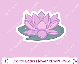 Fiore di loto PNG, Clipart di loto pastello, Illustrazione floreale spirituale, Download digitale PNG
