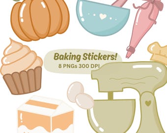 Kitchen Baking Planner Stickers, Cozy Food Recipe Stickers PNG for GoodNotes