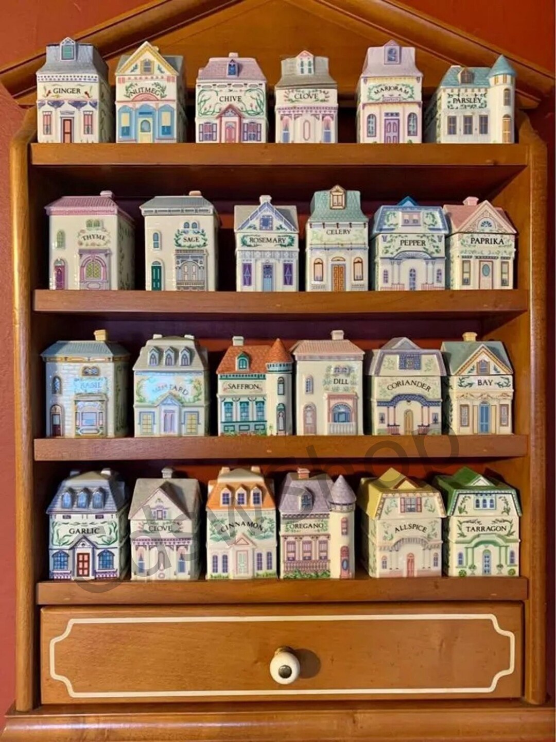 Vintage Lenox Spice Village & Rack Complete Set 24 Porcelain Taiwan ...