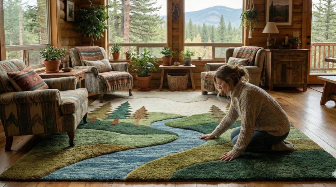 Hand Tufted Forest River Rug | Mountain Valley Wool Area Rug ...