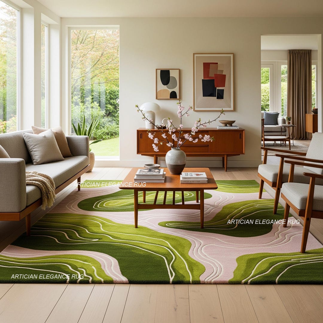 Verdant Flow Hand-tufted Wool Rug | Modern Landscape Tufted Carpet ...