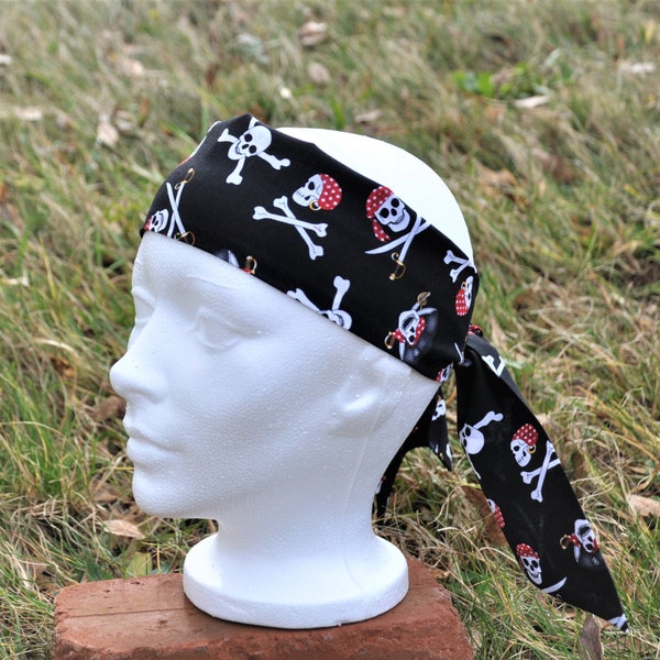 Foulard pirate Jolly Roger. Foulard en coton. Bandana pirate. Bandage de tête de pirate. Foulard tête de mort tête de mort. Foulard. Bandeau.