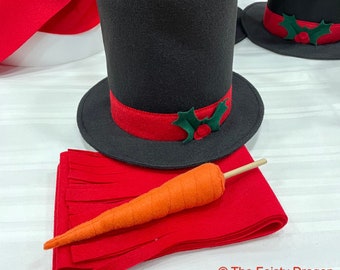 Snowman Kit. Snowman Hat, Scarf, and Carrot for Winter Snowman Decoration. Snowman Dress Up Kit.